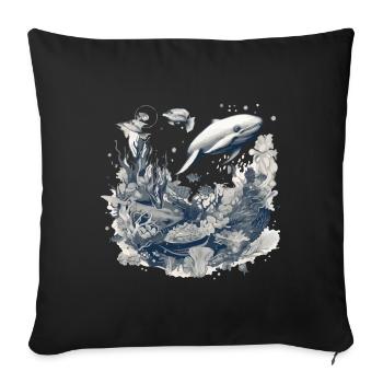 La baleine - Housse de coussin décorative 45 x 45 cm - noir - Devant