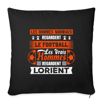les vrais hommes regardent Lorient fans club sur A - Housse de coussin décorative 45 x 45 cm - noir - Devant