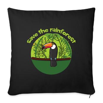 L'oiseau toucan comme symbole pour sauver la forêt tropicale - Housse de coussin décorative 45 x 45 cm - noir - Devant