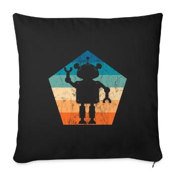 Robot Vintage Rétro - Housse de coussin décorative 45 x 45 cm - noir - Devant