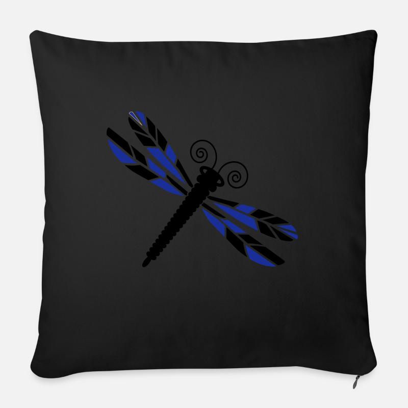 Mosaïque de libellule - Housse de coussin décorative 45 x 45 cm - noir