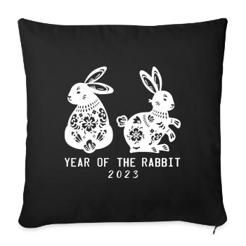 Happy Chinese New Year 2023 Year of the Rabbit - Sofa pillowcase 17,3'' x 17,3'' (45 x 45 cm) - black - Front