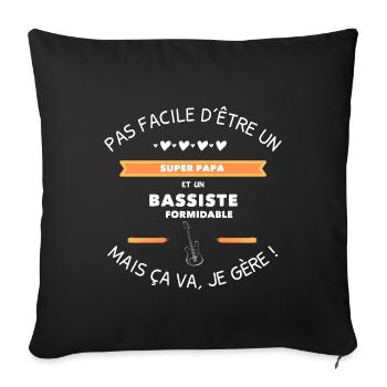 Papa musicien bassiste - Housse de coussin décorative 45 x 45 cm - noir - Devant