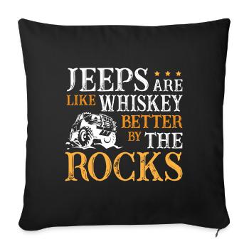 Jeeps Whiskey and Rocks - Sofa pillowcase 17,3'' x 17,3'' (45 x 45 cm) - black - Front