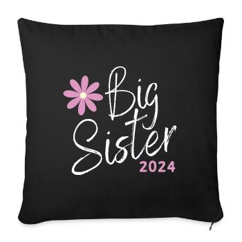 Ich werde große Schwester 2024 Herz Loading Süß - Sofakissenbezug 45 x 45 cm - Schwarz - Vorne