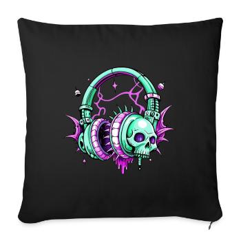 Headphone Skull // Skull Headphones FS0170 - Sofa pillowcase 17,3'' x 17,3'' (45 x 45 cm) - black - Front