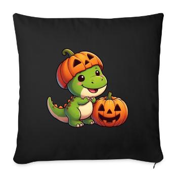 Halloween Dino T-Rex Dinosaur Pumpkin Hat - Sofa pillowcase 17,3'' x 17,3'' (45 x 45 cm) - black - Front