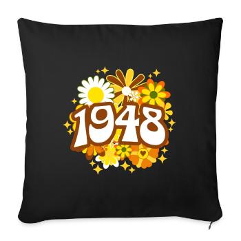 Fête Anniversaire Femme 1948 75 Ans Anniversaire - Housse de coussin décorative 45 x 45 cm - noir - Devant