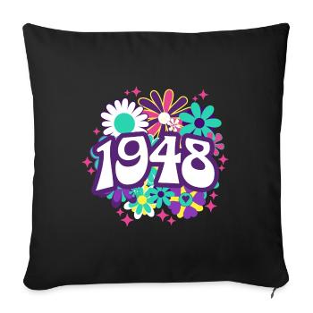 Fête Anniversaire Femme 1948 75 Ans Anniversaire - Housse de coussin décorative 45 x 45 cm - noir - Devant