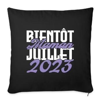 Annonce grossesse. bientôt Maman Juillet 2023.mama - Housse de coussin décorative 45 x 45 cm - noir - Devant