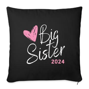 Ich werde große Schwester 2024 Herz Loading Süß - Sofakissenbezug 45 x 45 cm - Schwarz - Vorne