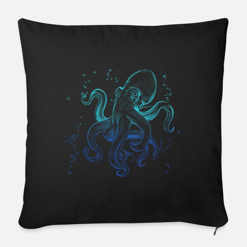 Oktopus Tintenfisch Kunst Polyp Ozean - Sofakissenbezug 45 x 45 cm - Schwarz