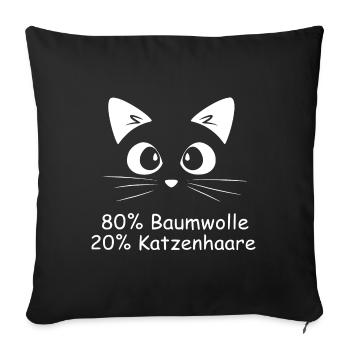 80% Baumwolle - 20% Katzenhaar - Katze Liebhaber - Sofakissenbezug 45 x 45 cm - Schwarz - Vorne
