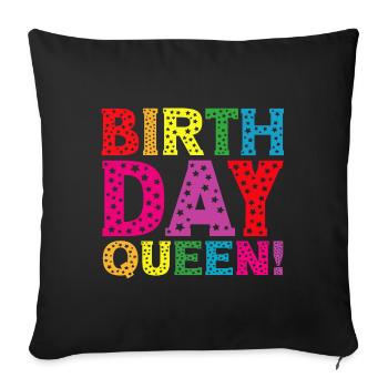 Fille Anniversaire Anniversaire Reine! Fille - Housse de coussin décorative 45 x 45 cm - noir - Devant