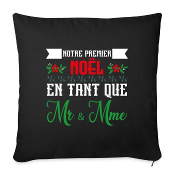 Notre premier Noël en tant que Mr. et Mme - Housse de coussin décorative 45 x 45 cm - noir - Devant