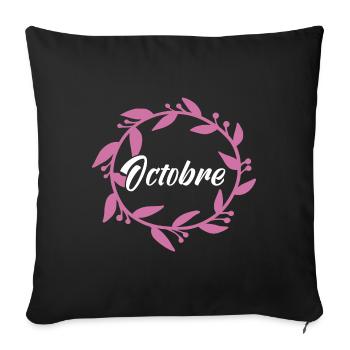 Cancer Du Sein Octobre Rose. - Housse de coussin décorative 45 x 45 cm - noir - Devant