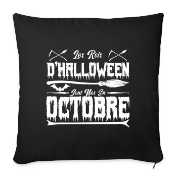 les roi d’Halloween sont nés en octobre0 - Housse de coussin décorative 45 x 45 cm - noir - Devant