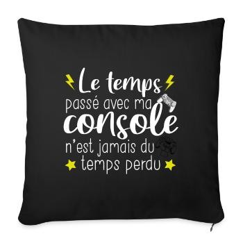 Console Jeux Game Gamer Gaming Gameuse Cadeau - Housse de coussin décorative 45 x 45 cm - noir - Devant