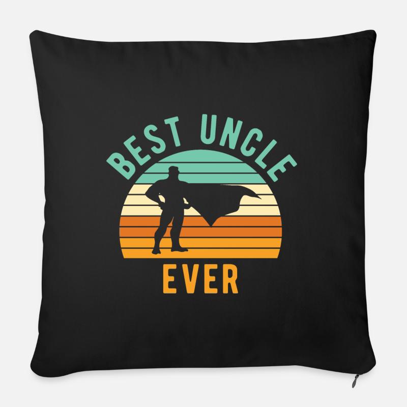 Leveled Up to Uncle - Superhero Best Uncle - Housse de coussin décorative 45 x 45 cm - noir