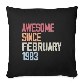 February 1983, 41st Anniversary 1983 February 41 Years - Sofa pillowcase 17,3'' x 17,3'' (45 x 45 cm) - black - Front