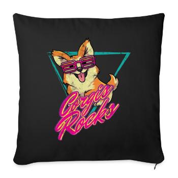 80s retro corgi - Sofa pillowcase 17,3'' x 17,3'' (45 x 45 cm) - black - Front