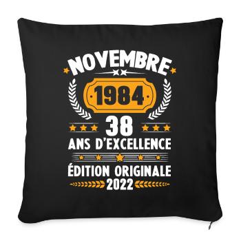 Cadeau D'anniversaire Rétro 38 Ans Novembre 1984 - Housse de coussin décorative 45 x 45 cm - noir - Devant