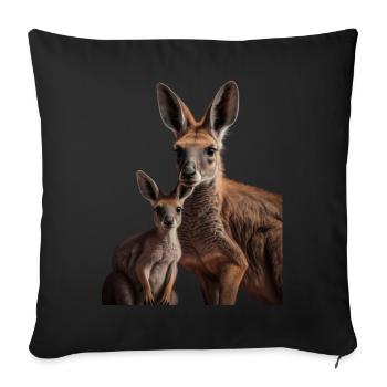 Cute kangaroo mom with her baby with mom - Sofa pillowcase 17,3'' x 17,3'' (45 x 45 cm) - black - Front