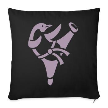 Pingouin Karaté Arts Martiaux Arts Martiaux Silhouette - Housse de coussin décorative 45 x 45 cm - noir - Devant