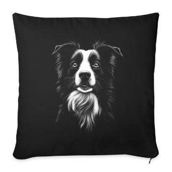 Border Collie Portrait Chiens Chien Chien Chien de troupeau - Housse de coussin décorative 45 x 45 cm - noir - Devant