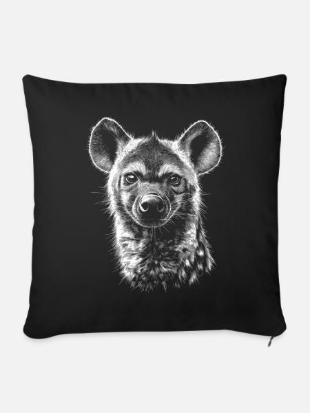Hyäne Tüpfelhyäne Portrait Wildlife Africa Tiere - Sofakissenbezug 45 x 45 cm - Schwarz