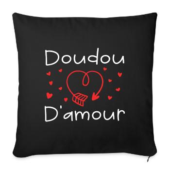 Doudou d'amour - Housse de coussin décorative 45 x 45 cm - noir - Devant