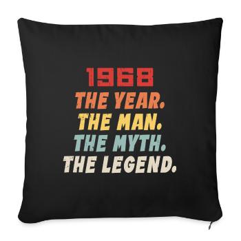 1968 Cadeau D'anniversaire, Les Légendes Nées 1968 - Housse de coussin décorative 45 x 45 cm - noir - Devant