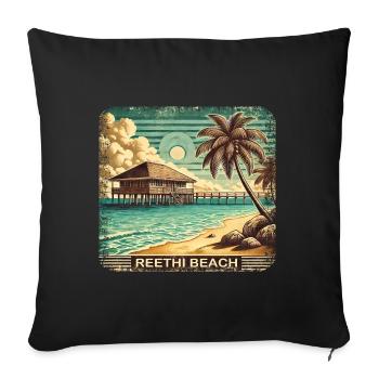 Reethi Beach Maldives Retro Summer Grunge Beach - Sofa pillowcase 17,3'' x 17,3'' (45 x 45 cm) - black - Front