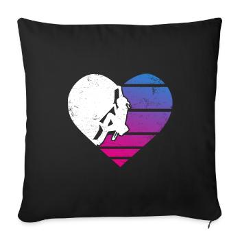 Bouldering Heart Girl Climbing - Sofa pillowcase 17,3'' x 17,3'' (45 x 45 cm) - black - Front