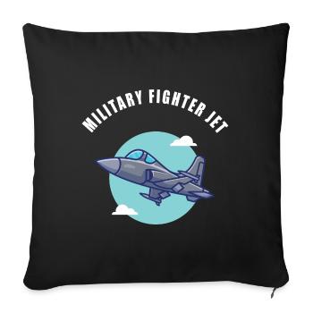 Kampfflugzeug - militärischer Kampfjet - Sofakissenbezug 45 x 45 cm - Schwarz - Vorne
