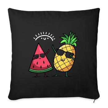 Tupfen Wassermelone Ananas Kawaii Sommerfrüchte - Sofakissenbezug 45 x 45 cm - Schwarz - Vorne
