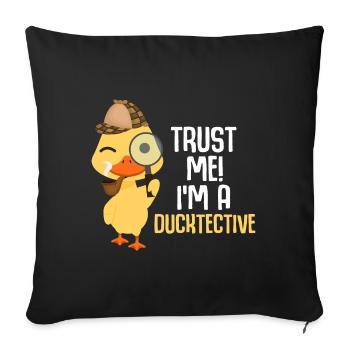Mignon canard détective animal humour amateur de canard - Housse de coussin décorative 45 x 45 cm - noir - Devant