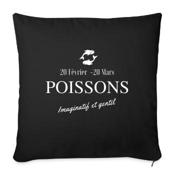Poissons signe astrologique - Housse de coussin décorative 45 x 45 cm - noir - Devant