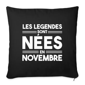 les légendes sont nées en novembre - Housse de coussin décorative 45 x 45 cm - noir - Devant