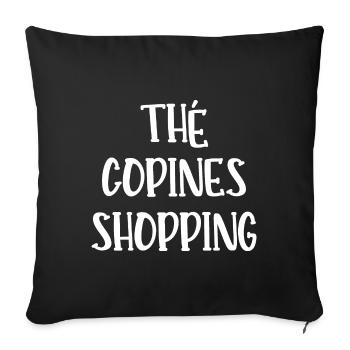 thé copines shopping - Housse de coussin décorative 45 x 45 cm - noir - Devant