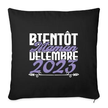 Annonce grossesse. bientôt Maman Décembre 2023.mom - Housse de coussin décorative 45 x 45 cm - noir - Devant