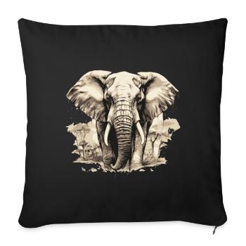Elelant vintage - Housse de coussin décorative 45 x 45 cm - noir - Devant