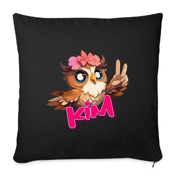 KIM - Beau nom de fille avec hibou mignon - Housse de coussin décorative 45 x 45 cm - noir - Devant