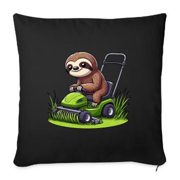 Tondeuse à gazon paresseux tracteur aménagement paysager - Housse de coussin décorative 45 x 45 cm - noir - Devant