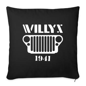 Vieille Jeep 1941 - Housse de coussin décorative 45 x 45 cm - noir - Devant