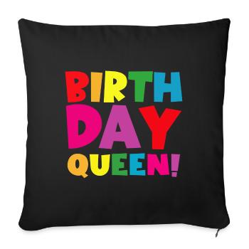 Fille Anniversaire Anniversaire Reine! Fille - Housse de coussin décorative 45 x 45 cm - noir - Devant