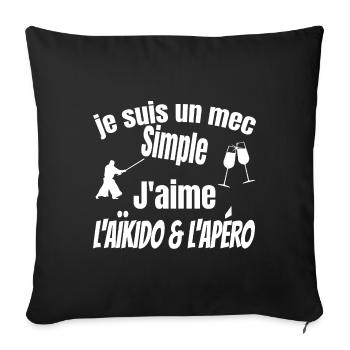 aïkido et apéro - Housse de coussin décorative 45 x 45 cm - noir - Devant
