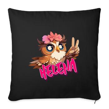 HELENA - Schöner Mädchen Name mit süßer EULE - Sofakissenbezug 45 x 45 cm - Schwarz - Vorne