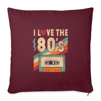 Chemise des années 80 que j’aime les années 80 - Vêtements femmes et hommes - Housse de coussin décorative 45 x 45 cm - bordeaux - Devant