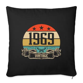1969 Vintage Birthday Retro Classic - Housse de coussin décorative 45 x 45 cm - noir - Devant